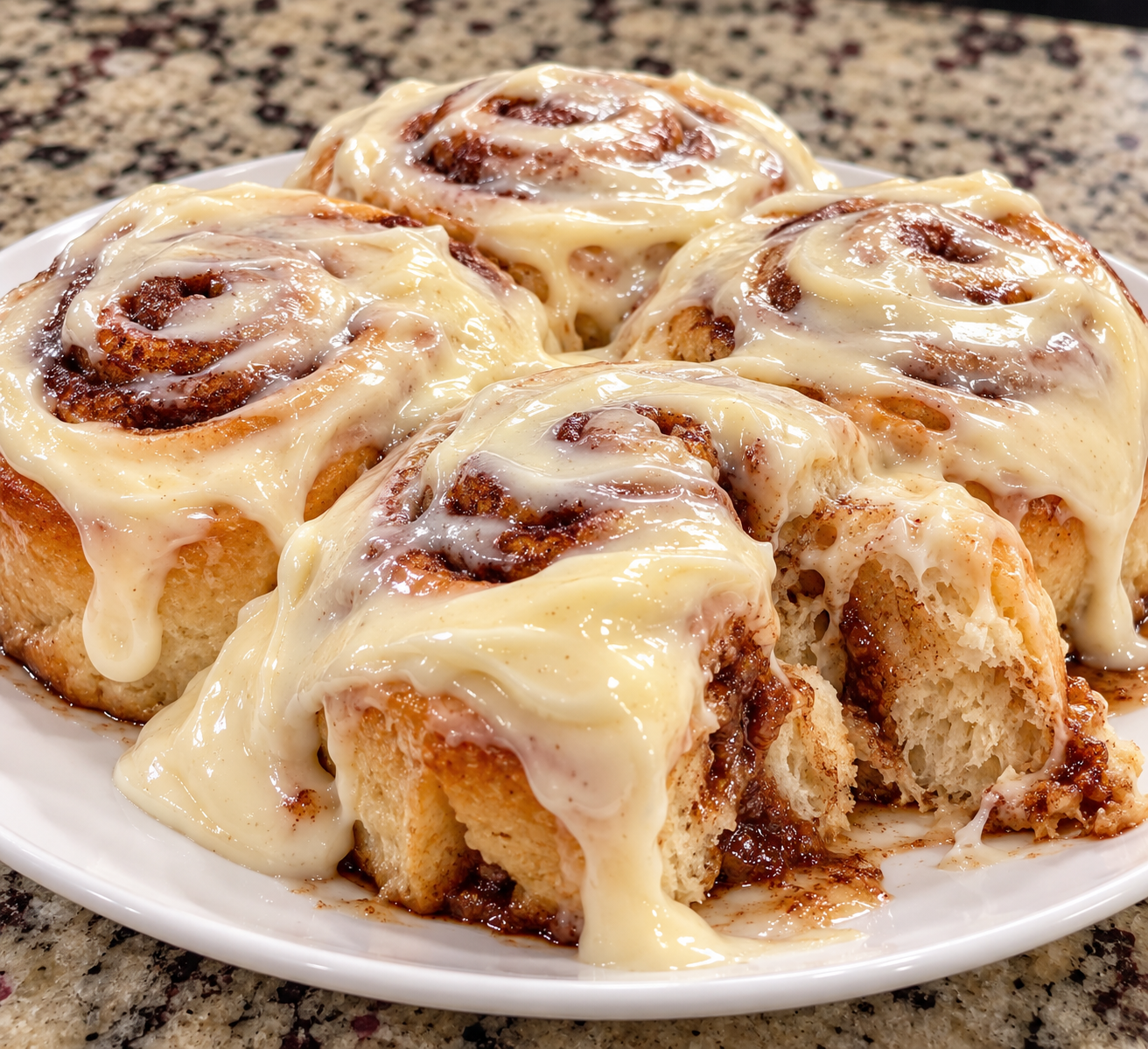 Finished frosted Kaaay's Kitchen cinnamon rolls
