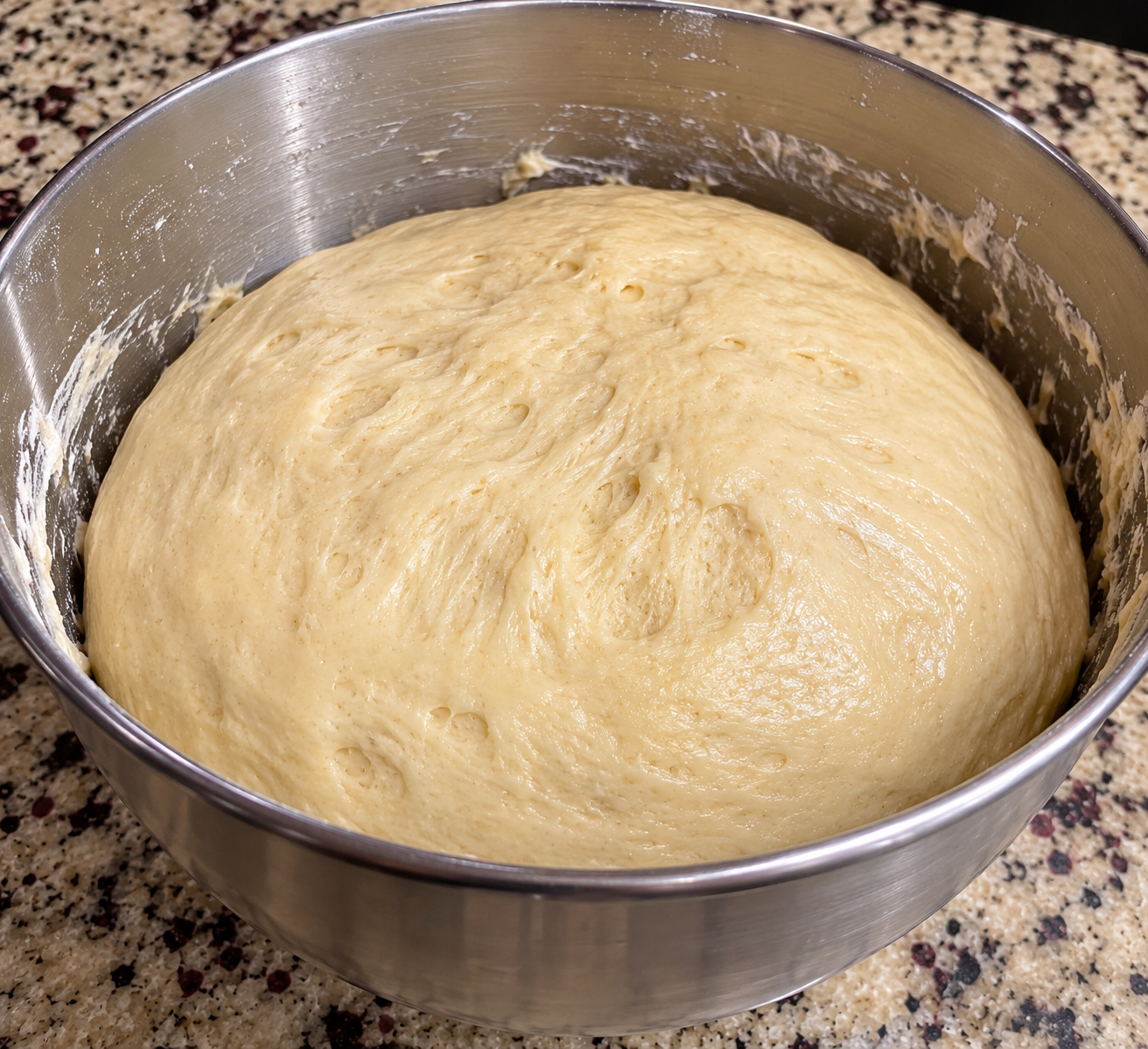 Cinnamon roll dough after first rise